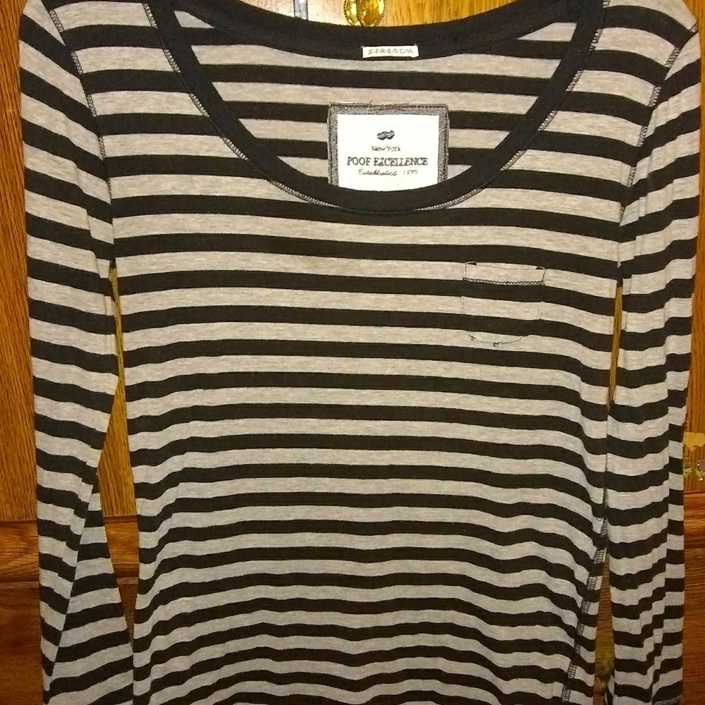Grey & black stripe LS top